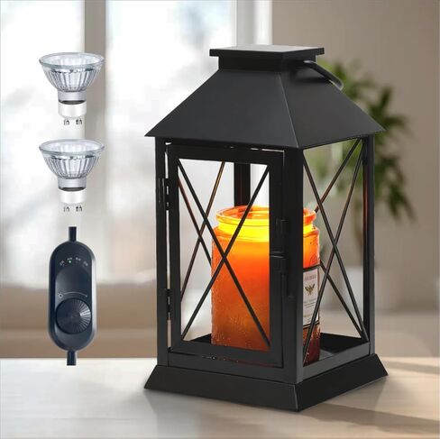 Candle Warmer Lamp,Candle Warmer Lamp with Timer,Black Lamp Candle Warmer Lantern for Jar Candle,Dimmable Candle Lamp Warmer Farmhouse Heat Lamp with 2 Bulbs,Auto Shut Off & Adjustable Brightness in Kuwait