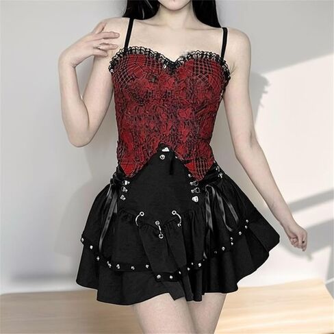 القوطية الشرير تنورة صغيرة نادي Y2k الصيف ديسكو القوطي ايمو المرأة in Kuwait