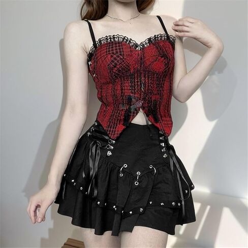 القوطية الشرير تنورة صغيرة نادي Y2k الصيف ديسكو القوطي ايمو المرأة in Kuwait