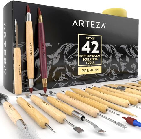 ARTEZA Pottery Tools & Clay Sculpting Tools, Set of 22 Pieces in PET Storage Tube, for Clay, Pottery, Ceramics Artwork & Holiday Crafts in Saudi Arabia