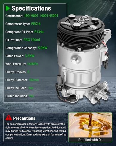 Air Conditioner A/C Compressor Kit fit for Cadillac SRX(2012-2016), for Buick LaCrosse(2012) Replace Part NO. CO22224C, CO22224C, 1422224 in Saudi Arabia