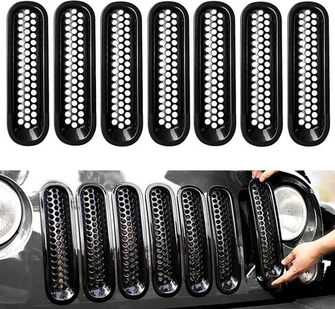 Front Grille Inserts & Headlight Cover Compatible with (2018-2025) Jeep Wrangler JL JLU in Saudi Arabia