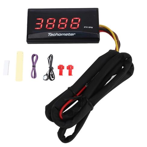 Motorcycle Tachometer Gauge Ultra Thin LCD Rainproof Backlight Digital Speedometer RPM Meter Universal for Motorcycles ABS Material 60 x 30 x 13mm (Red) in Kuwait