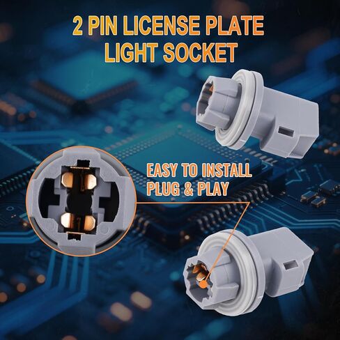 مقبس ضوء لوحة الترخيص 2 دبوس لسيارة Ford 1999-2021 F150 2015-2020 Rap-tor 2004 Heritage F250 F350 1990-1999، مقبس مصباح الفرامل للوحة الترخيص، OE #F81Z13411AA AL8Z13411B قطعتان in Kuwait