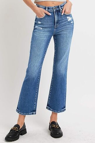 SALT TREE Risen Jeans - Tummy Control High Rise Crop Bootcut Jeans - RDP5937 in Saudi Arabia