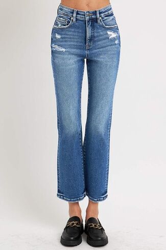 SALT TREE Risen Jeans - Tummy Control High Rise Crop Bootcut Jeans - RDP5937 in Saudi Arabia