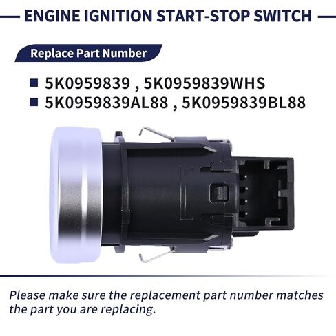 5K0959839 زر تشغيل محرك الإشعال وإيقاف التشغيل متوافق مع VW Eos Golf R32 GTI 2010-2016 استبدال 5K0959839AL88 5K0959839WHS in Saudi Arabia