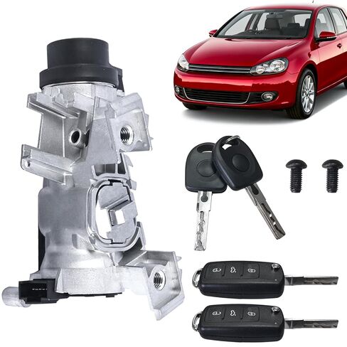 1K0905851B أسطوانة قفل مفتاح الإشعال متوافقة مع VW Passat 2012-2019 Eos 2007-2011 Jetta 2006-2018 Rabbit 2006-2009 Golf 2004-2011 استبدال # 1K0905841 1K0905865 in Kuwait