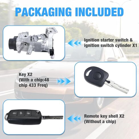 1K0905851B أسطوانة قفل مفتاح الإشعال متوافقة مع VW Passat 2012-2019 Eos 2007-2011 Jetta 2006-2018 Rabbit 2006-2009 Golf 2004-2011 استبدال # 1K0905841 1K0905865 in Kuwait
