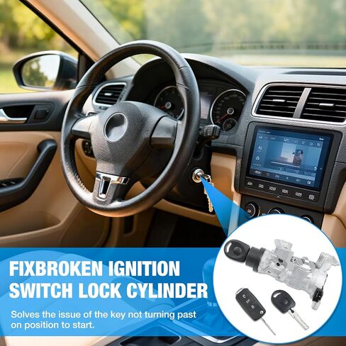 1K0905851B أسطوانة قفل مفتاح الإشعال متوافقة مع VW Passat 2012-2019 Eos 2007-2011 Jetta 2006-2018 Rabbit 2006-2009 Golf 2004-2011 استبدال # 1K0905841 1K0905865 in Kuwait