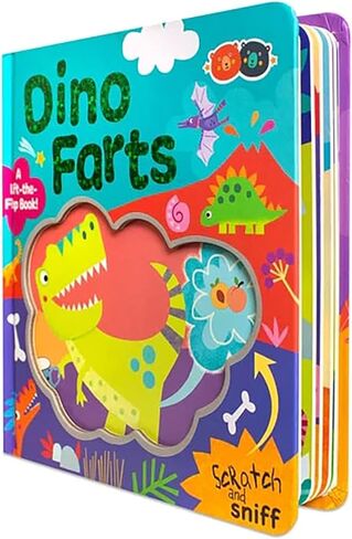 Buddy & Barney: Scratch & Sniff Book - Dino Farts - كتاب لوحي مقفى لعصور ما قبل التاريخ، ارفع الغطاء والرائحة، 7 روائح حقيقية مرحة، حسية، للأطفال بعمر 3 سنوات فما فوق in Kuwait