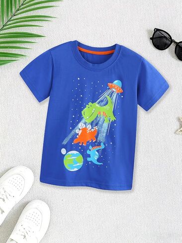 Boy's Summer Crew Neck Short-Sleeve Top, Casual Kids Shirt, Everyday Wear, Multiple in Saudi Arabia