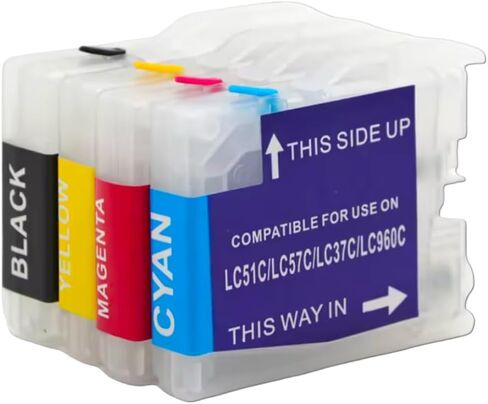 Refillable Ink Cartridge LC51 LC57 LC37 LC960 LC970 LC10 LC1000 Compatible with DCP130C DCP135C DCP150C DCP330C DCP350C Printers in Kuwait