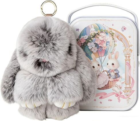 Keychain with Box, Bunny Keychain with Tin, BunnyCute Plush Key chain, Fluffy Car Charm for Bags & Backpacks in Saudi Arabia