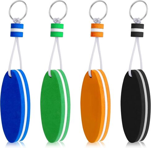 Mozeat Lens Floating Key Chain for Fishing, 4 Count Waterproof Boating Keychain with Large Key Ring Pendant for Surfing Sailing Kayak, Outdoor Water Sport Supplies in Saudi Arabia