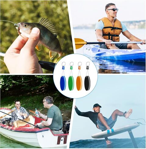 Mozeat Lens Floating Key Chain for Fishing, 4 Count Waterproof Boating Keychain with Large Key Ring Pendant for Surfing Sailing Kayak, Outdoor Water Sport Supplies in Saudi Arabia
