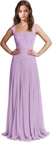 Square Neck Junior Bridesmaid Dresses Pleated Chiffon Flower Girl Dress Girls Wedding Guest Formal Prom Party Gown in Saudi Arabia