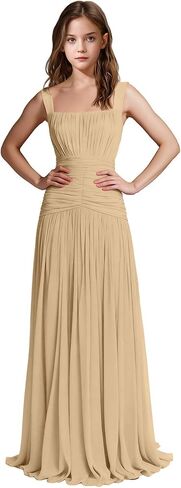Square Neck Junior Bridesmaid Dresses Pleated Chiffon Flower Girl Dress Girls Wedding Guest Formal Prom Party Gown in Saudi Arabia