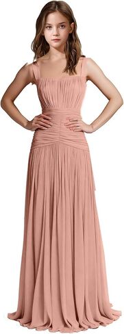 Square Neck Junior Bridesmaid Dresses Pleated Chiffon Flower Girl Dress Girls Wedding Guest Formal Prom Party Gown in Saudi Arabia