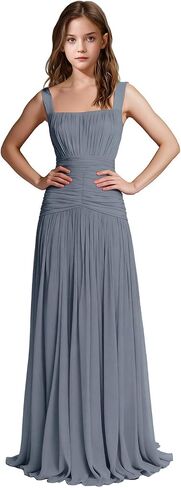 Square Neck Junior Bridesmaid Dresses Pleated Chiffon Flower Girl Dress Girls Wedding Guest Formal Prom Party Gown in Saudi Arabia