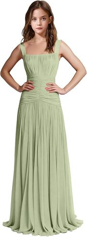 Square Neck Junior Bridesmaid Dresses Pleated Chiffon Flower Girl Dress Girls Wedding Guest Formal Prom Party Gown in Saudi Arabia