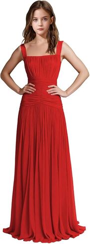 Square Neck Junior Bridesmaid Dresses Pleated Chiffon Flower Girl Dress Girls Wedding Guest Formal Prom Party Gown in Saudi Arabia