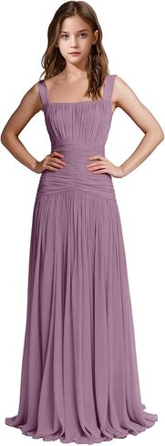 Square Neck Junior Bridesmaid Dresses Pleated Chiffon Flower Girl Dress Girls Wedding Guest Formal Prom Party Gown in Saudi Arabia