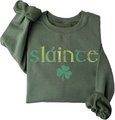 St Patricks Day Slainte Sweatshirt, Womens Lucky Shamrock Hoodie in Saudi Arabia