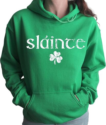 St Patricks Day Slainte Sweatshirt, Womens Lucky Shamrock Hoodie in Saudi Arabia