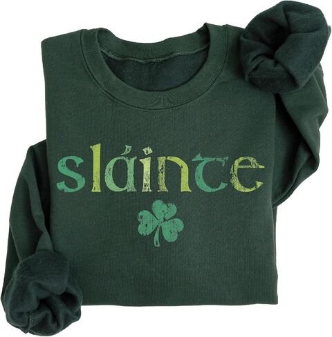 St Patricks Day Slainte Sweatshirt, Womens Lucky Shamrock Hoodie in Saudi Arabia