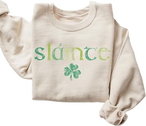 St Patricks Day Slainte Sweatshirt, Womens Lucky Shamrock Hoodie in Saudi Arabia