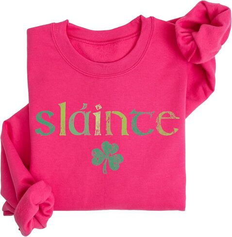 St Patricks Day Slainte Sweatshirt, Womens Lucky Shamrock Hoodie in Saudi Arabia