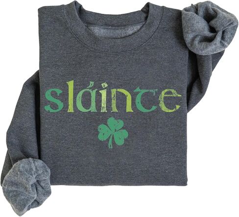 St Patricks Day Slainte Sweatshirt, Womens Lucky Shamrock Hoodie in Saudi Arabia