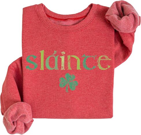 St Patricks Day Slainte Sweatshirt, Womens Lucky Shamrock Hoodie in Saudi Arabia