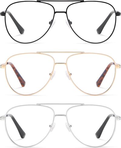 AMOMOMA Trendy Aviator Reading Glasses for Women,Men Blue Light Blocking Computer Readers Retro Metal Frame AM6162 in Saudi Arabia