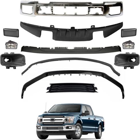 Front Bumper Cover Panel Kit with Fog Light Fits 2018 2019 2020 F-ord F150,Replacement for JL3Z17757A, JL3Z17757EAPTM, FO1002429, FO1002430 in Saudi Arabia