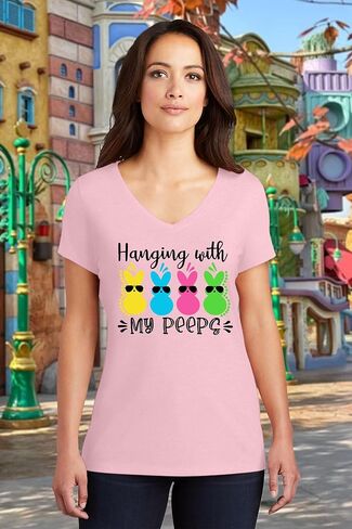 Easter Shirts for Women: Easter Bunny Tshirt Cute Rabbit Graphic T-Shirt Easter Gifts Tops Holiday V Neck Shirt in Saudi Arabia