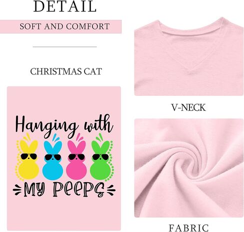 Easter Shirts for Women: Easter Bunny Tshirt Cute Rabbit Graphic T-Shirt Easter Gifts Tops Holiday V Neck Shirt in Saudi Arabia