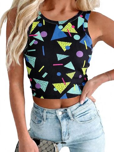 Women Crop Tank Top Vintage 80s 90s Graphic Tee Disco 80s Theme Party Outfit in Saudi Arabia