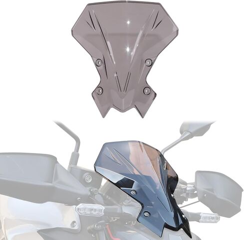 الزجاج الأمامي لـ Kawasaki Z900 20-24، الزجاج الأمامي للدراجة النارية، عاكس الهواء للرياح الأمامية، الزجاج الأمامي لـ Kawasaki Z900 2020-2024، Z650 2021-2024 (رمادي فاتح) in Saudi Arabia