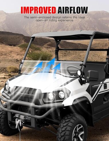 زجاج أمامي نصف أمامي لـ Kawasaki Mule Pro-MX، UTV شفاف أمامي نصف زجاج أمامي مقاوم للخدش لملحقات Kawasaki Mule Pro MX 2019-2026 in Kuwait