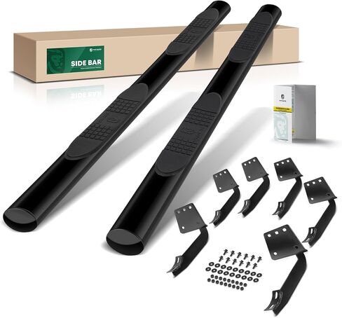 YHTAUTO 4 Inch Running Boards Fit Ram 1500 2019-2026 (Excl. Ram 1500 Classic) Extended Cab, Oval Straight Side Steps Carbon Steel Step Bars Off-Road Exterior Accessories in Saudi Arabia