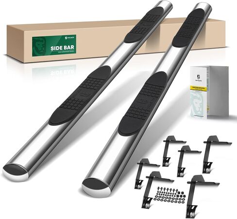 YHTAUTO 4 Inch Running Boards Fit Ram 1500 2019-2026 (Excl. Ram 1500 Classic) Extended Cab, Oval Straight Side Steps Carbon Steel Step Bars Off-Road Exterior Accessories in Saudi Arabia