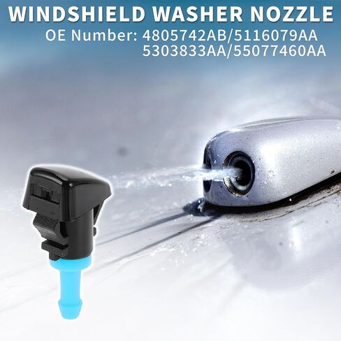 Windshield Washer Nozzle for Dodge Durango 2004-2009 Durable No.4805742AB | Front Windshield Spray Nozzles Wiper Spray Washer Jet Black ABS 2 Pcs in Saudi Arabia