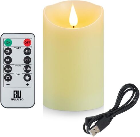 Flickering Flameless Candles with Rechargeable Battery, Electronic Candles with Remote and Timer, led Pillar Candles Real Wax Wick, led Candles for Home, Wedding, Halloween, Christmas 3" x 4" in Saudi Arabia