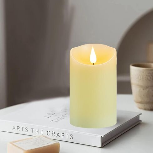 Flickering Flameless Candles with Rechargeable Battery, Electronic Candles with Remote and Timer, led Pillar Candles Real Wax Wick, led Candles for Home, Wedding, Halloween, Christmas 3" x 4" in Saudi Arabia