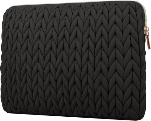 حافظة كمبيوتر محمول منتفخة، حقيبة كمبيوتر محمول محمولة لحقيبة كمبيوتر محمول مقاس 13-14 بوصة، حافظة واقية للكمبيوتر مقاس 13.3 بوصة مبطنة لجهاز MacBook Air 13/Pro 13/Pro 14، iPad، أسود in Kuwait