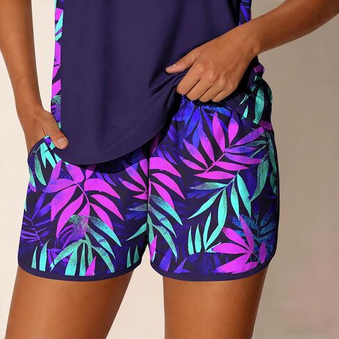Womens Tankini Bathing Suits Hawaiian Flower Print Swimsuit Athletic 2 Piece Swimsuits Built in Bra Swimwear Summer in Saudi Arabia
