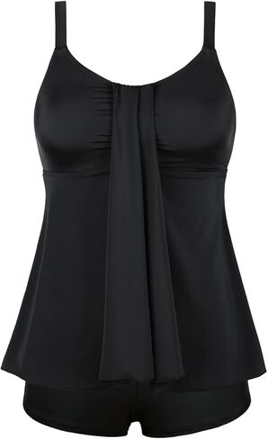 Septangle Womens Blouson Tankini Bathing Suits Shorts Two Piece Loose Fit Swimsuits Athletic Cross Criss Back Swimwear in Kuwait