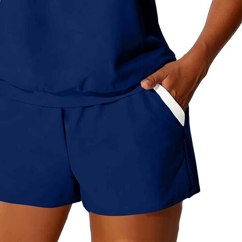 ملابس السباحة النسائية 2026 متواضعة 2 قطعة Tankini المايوه عارضة مبطن تانك القمم مع شورت السباحة in Kuwait